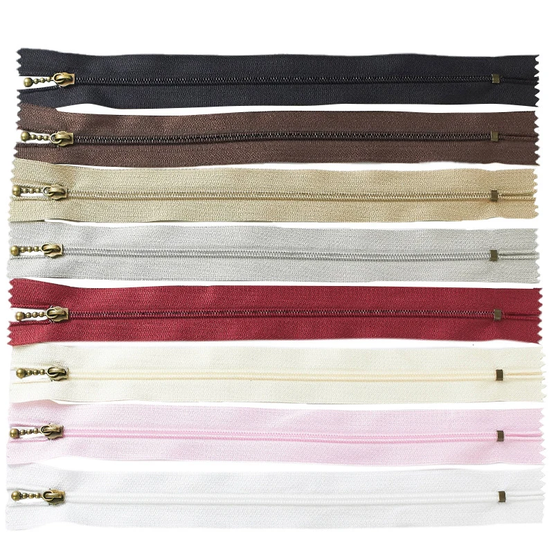 (10pcs) Hand-made DIY Bag Handbag Zipper 3# Nylon Bronzing Closed Tail Short Zipper Unlocked Multicolor