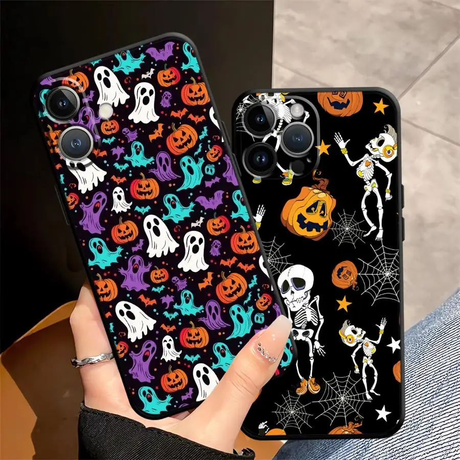 حافظة لهاتف آيفون 7 8 12 14 X XS XR 17Air 11 SE 17 16 Pro Max 13 Mini 15 Plus غطاء هاتف خلفي ناعم Monster Halloween Ghosts Cool