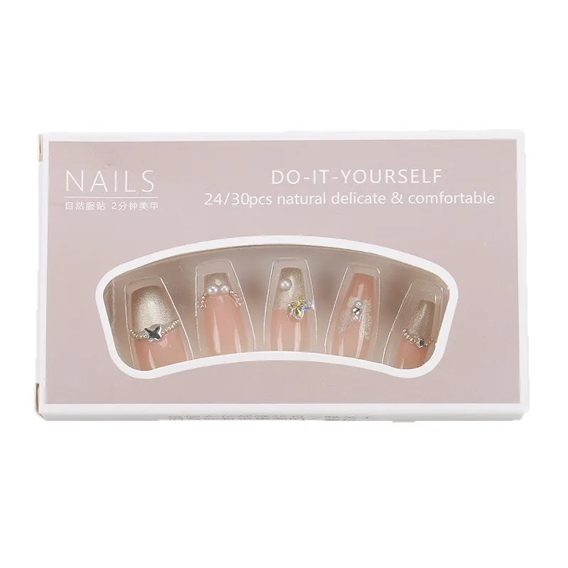 

Handmade butterfly wearing nail cream wind waxy bow nail piece French wearing nail piece