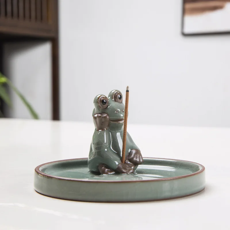 Handmade Ceramic Incense Stick Cute Incense Censer Geyao Tea Pet Incense Tray Mini Cute Animal Statue Home Decor