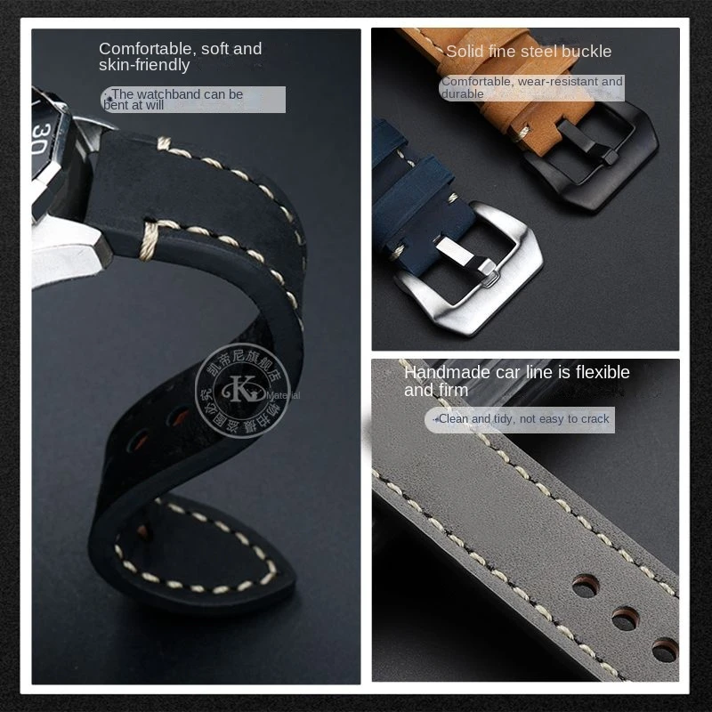 genuine leather bracelet For Panahai watch strap Lumino PAM441 PAM111 frosted handmade vintage watchband strap 22mm 24mm 26mm