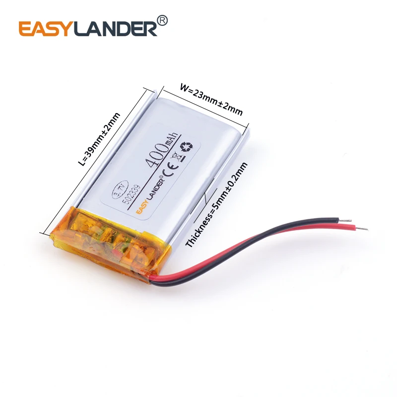 502339   3,7 В 400 мАч перезаряжаемая литий-ионная литий-полимерная батарея для цифровых продуктов Bluetooth GSP PSP