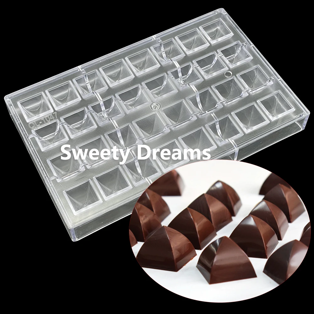 

32 Cavity Polycarbonate Chocolate Mold Pyramid Cake Confectionery Tools Mold For Baking Candy Bakeware Cake Pastry PC Moulds