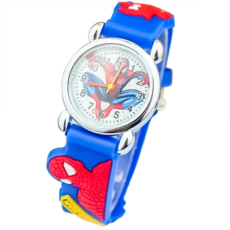 Miniso Anime dibujos animados Marvel Spiderman reloj redondo de cuarzo para niños moda niños estudiante correa de silicona reloj de pulsera regalo de Navidad