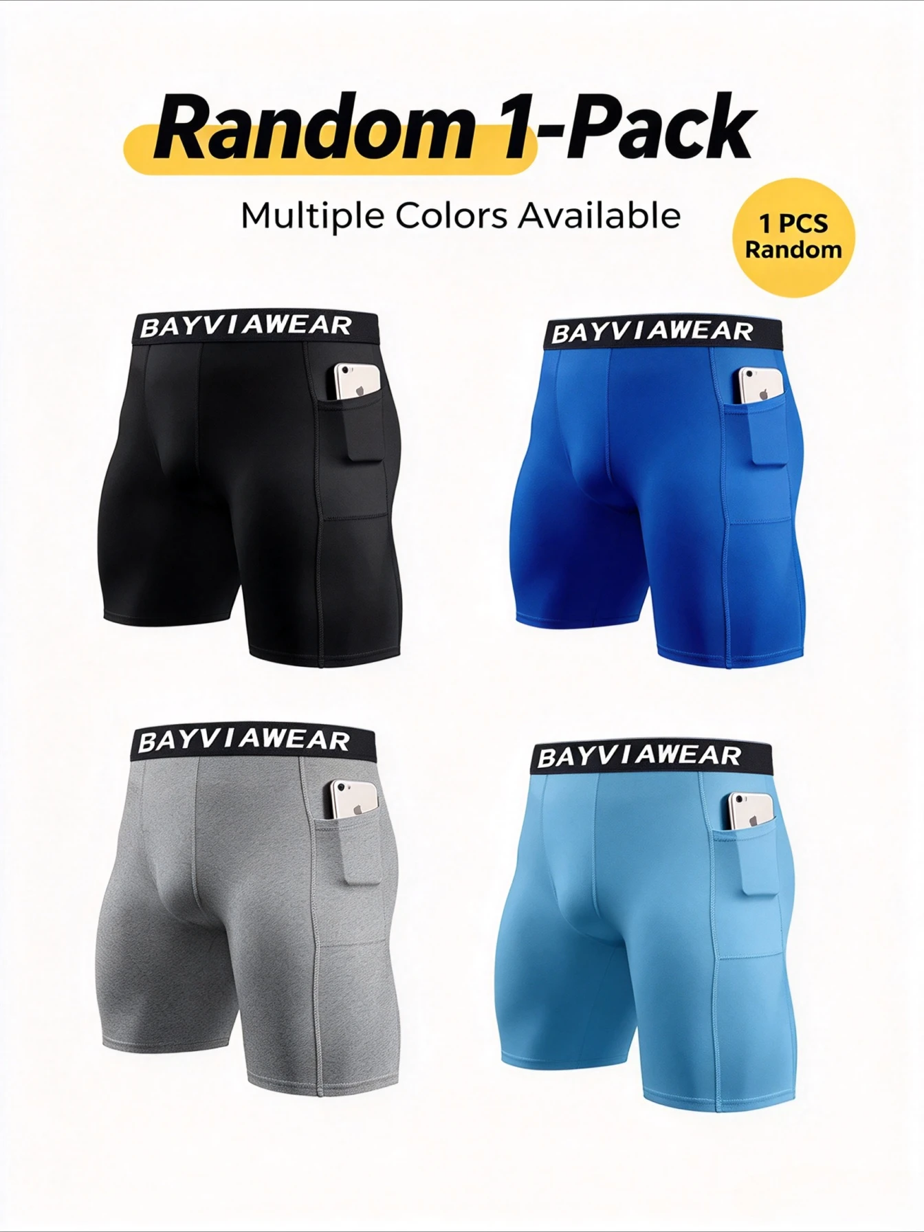 Sports Shorts Men Compression Running Shorts with Pocket Quick Dry Workout Gym Shorts Fitness Sport Leggings for Men