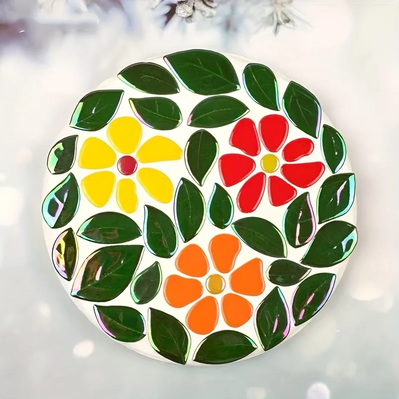 100/200 Grams of Colorful Mosaic Materials, Multi-Sized Mixed-Color Leaf Mosaic Pieces, Suitable for Mosaic Coasters, Candle Holders, Decorative Picture Frames, Vases, Trays, Decorative Paintings DIY Making; Handmade A view 3