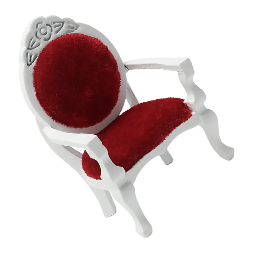 

Adorable Miniature Armchair Made of Wood and Lint Vintage Style Decor for Dollhouse Mini Scene Decoration Smooth Surface