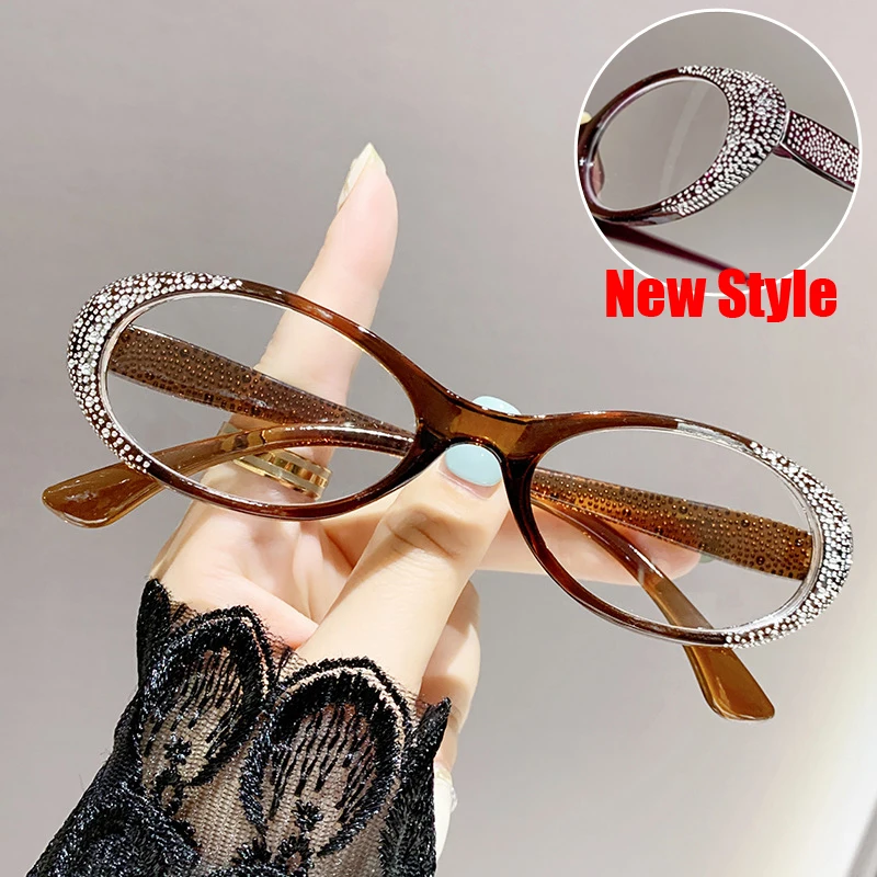 

Vintage Diamond Frame Far Sight Eyeglasses Luxury Unisex Blue Light Blocking Eyeglasses Finished Ladies Reading Eyewear Diopter