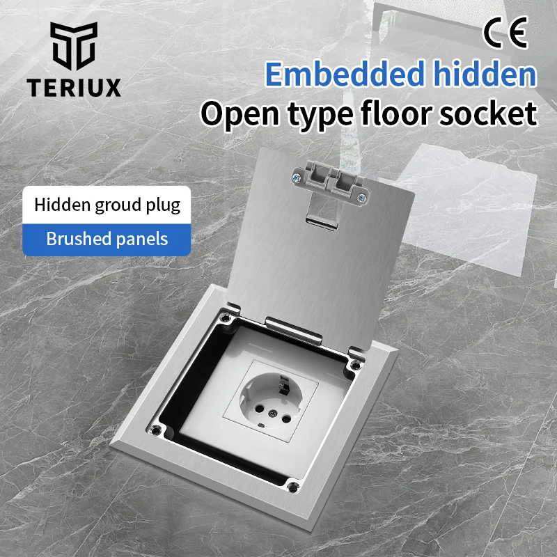 Factory Sale Stainless Steel floor Socket  Customized   Built in  accommodates 1 power module parallel insertion socket  sliver