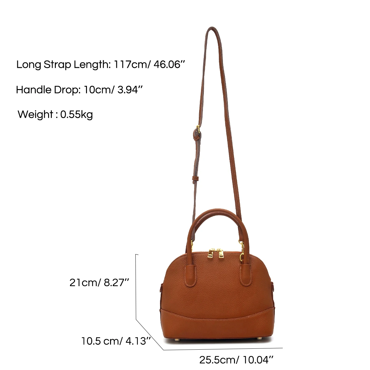 SC Solid Color Genuine Leather Top-handle Bag Women Fashion Simple Elegant Style Daily Shell Cross body Shoulder Handbag Commute