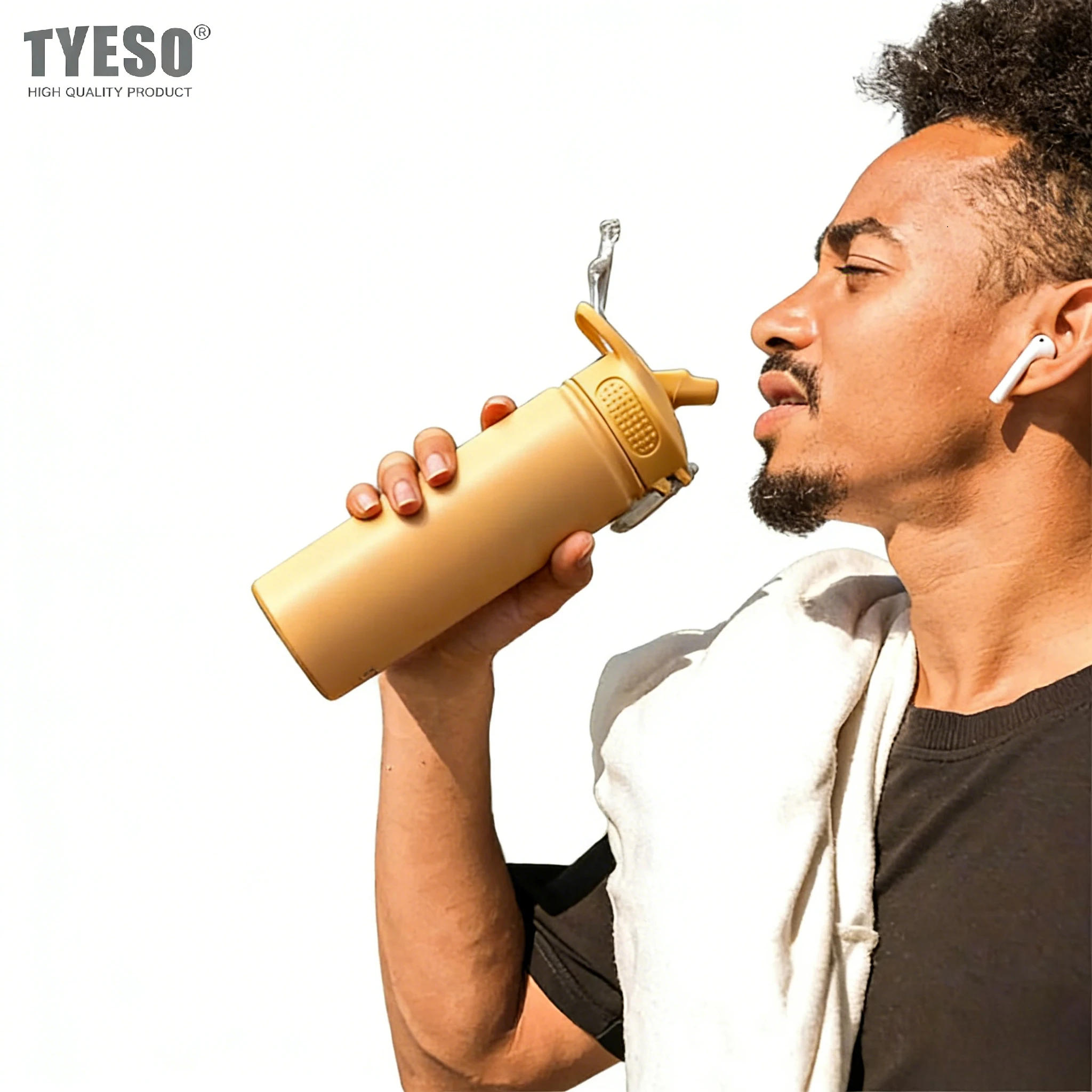 Tyeso 600ml Thermoses 304 Stainless Steel Vacuum Insulated Travel Mug Double Wall Thermal Water Bottle with Lid for Outdoor Cup