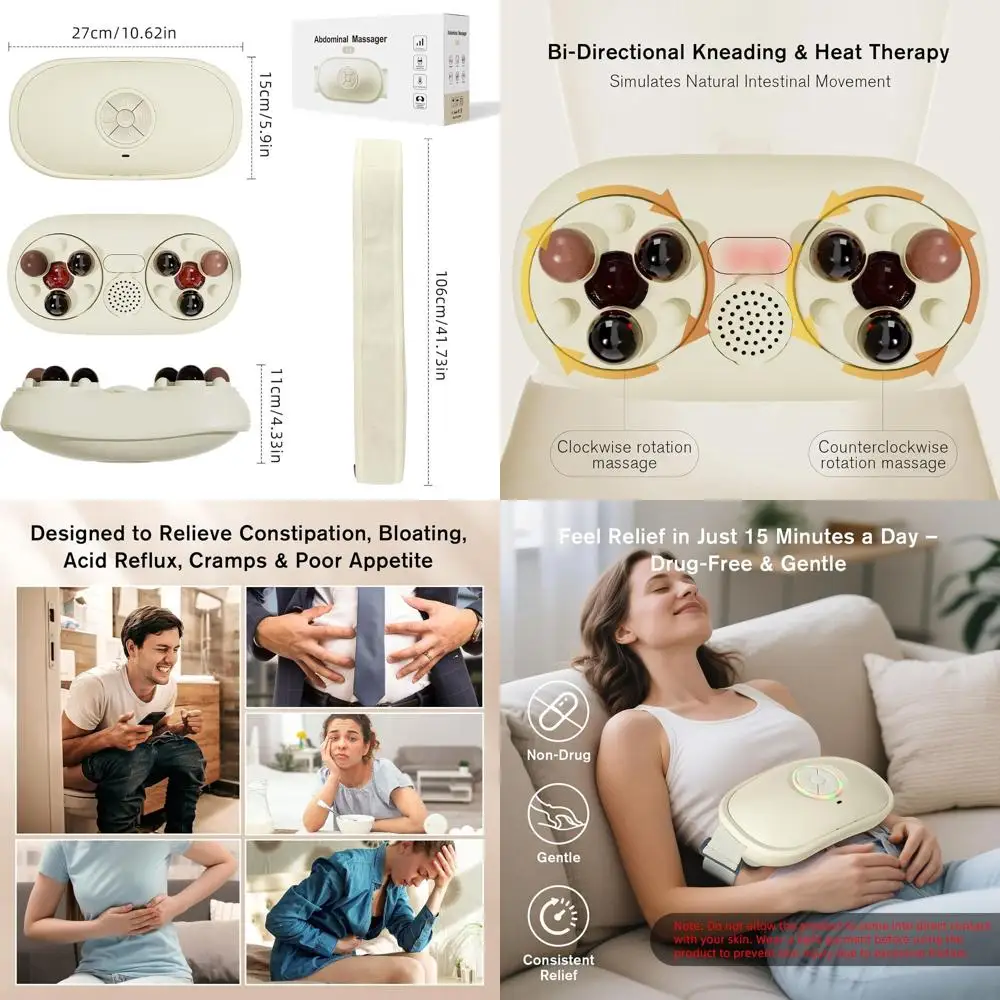 

Portable Heated Abdominal Massager for Digestive Relief, Constipation, Gas and Bloating