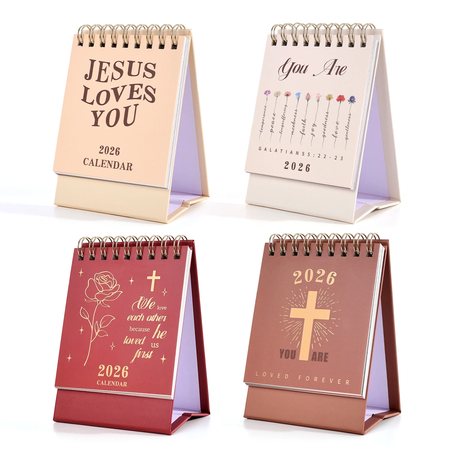 

2026 Mini Desk Calendar Christian ，4 Pack Bible Verse Small Desk 12 Monthly Desktop Calendar Religious Spiritual Scripture Gifts