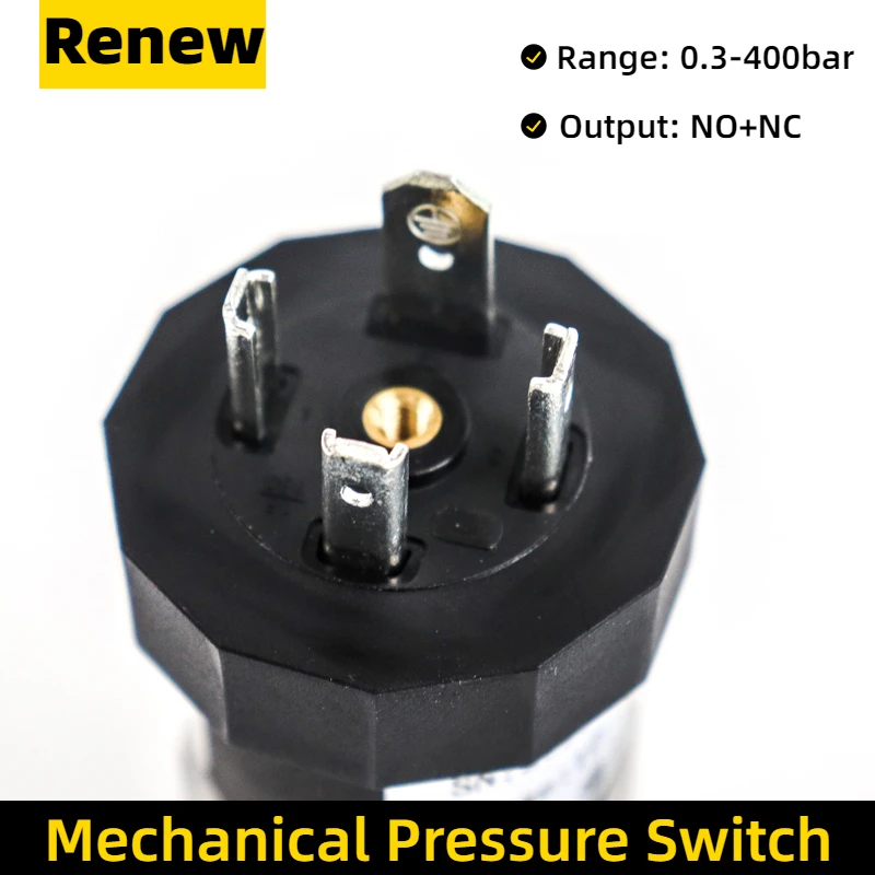 0-400bar Standard Mechanical Pressure Switch Stainless Steel Diaphragm Adjustable Oil Water Diaphragm Piston Pressure Control