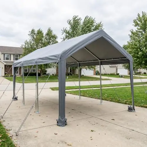 Portable Garage Canopy, Carport Canopy 10x20 FT Heavy Duty, All-Weather Shelter with 2 Roll-up Doors & 4 Ventilated view 6
