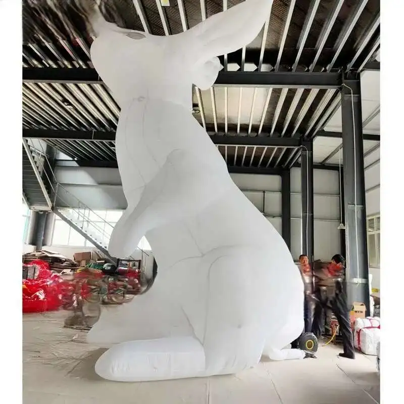 Giant White Iatable Bunny With LED, Iatables Rabbit Balloons Easter Decorations Include Blower For Night Display