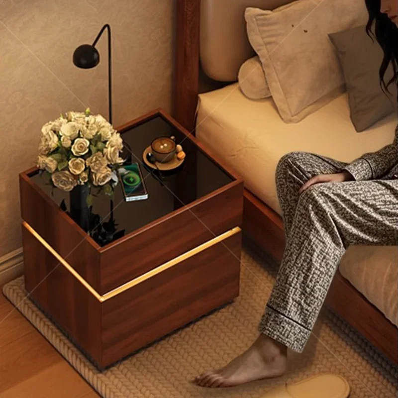 

Минимализм, светодиодная прикроватная тумбочка, кофейные шкафы, уникальная японская тумбочка-органайзер, простой декор, мебель для дома Mesitas De Noche