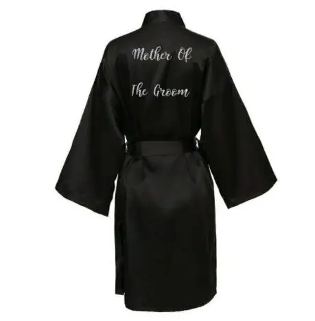 Satin Seide Robe Braut Robe Frauen Hochzeit Robe Brautjungfer Roben Dressing Braut Roben Schwarz