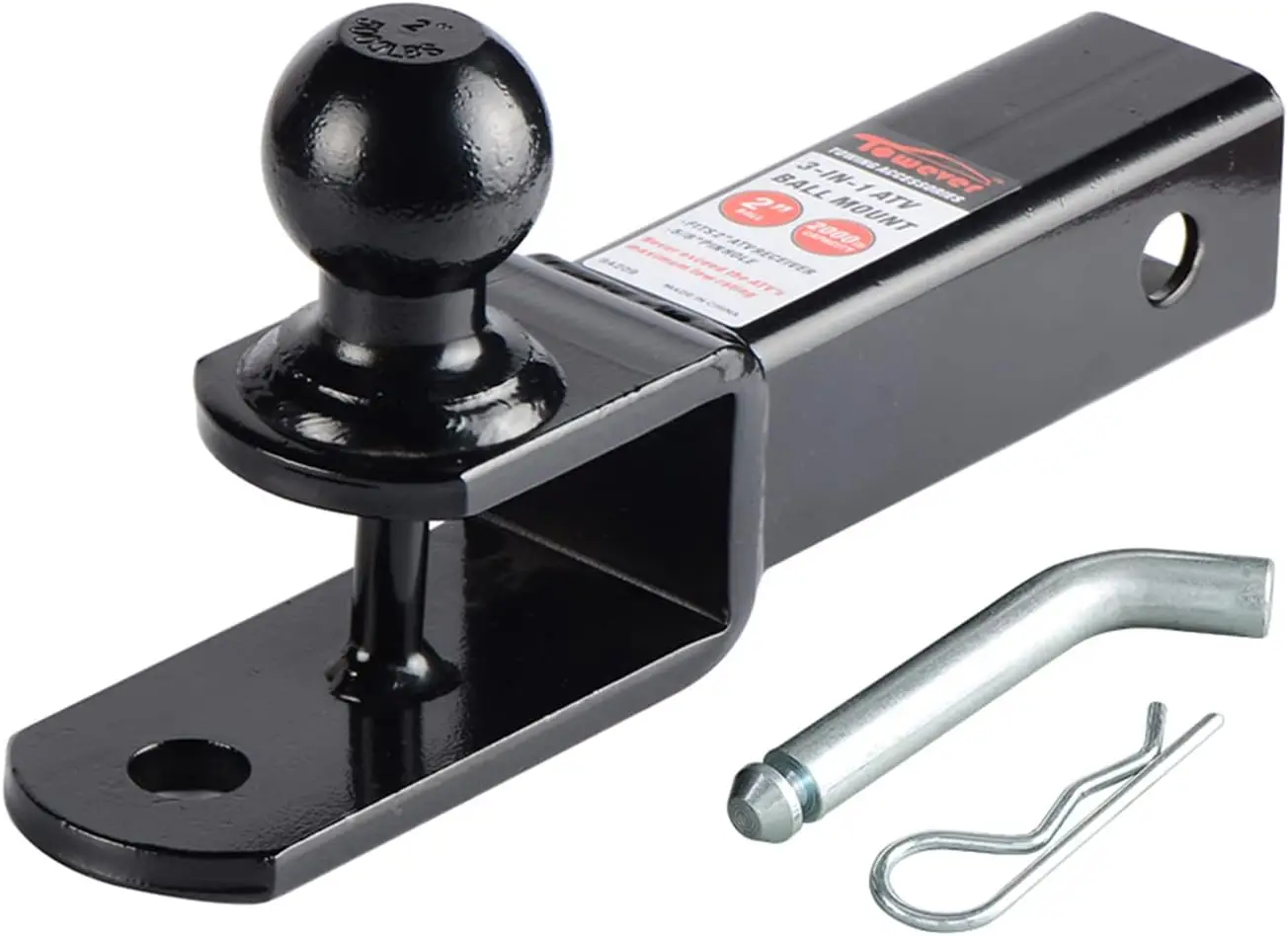 

2-Inch ATV Receiver Hitch with 3-in-1 Ball Mount and 2-Inch Ball for Versatile Towing