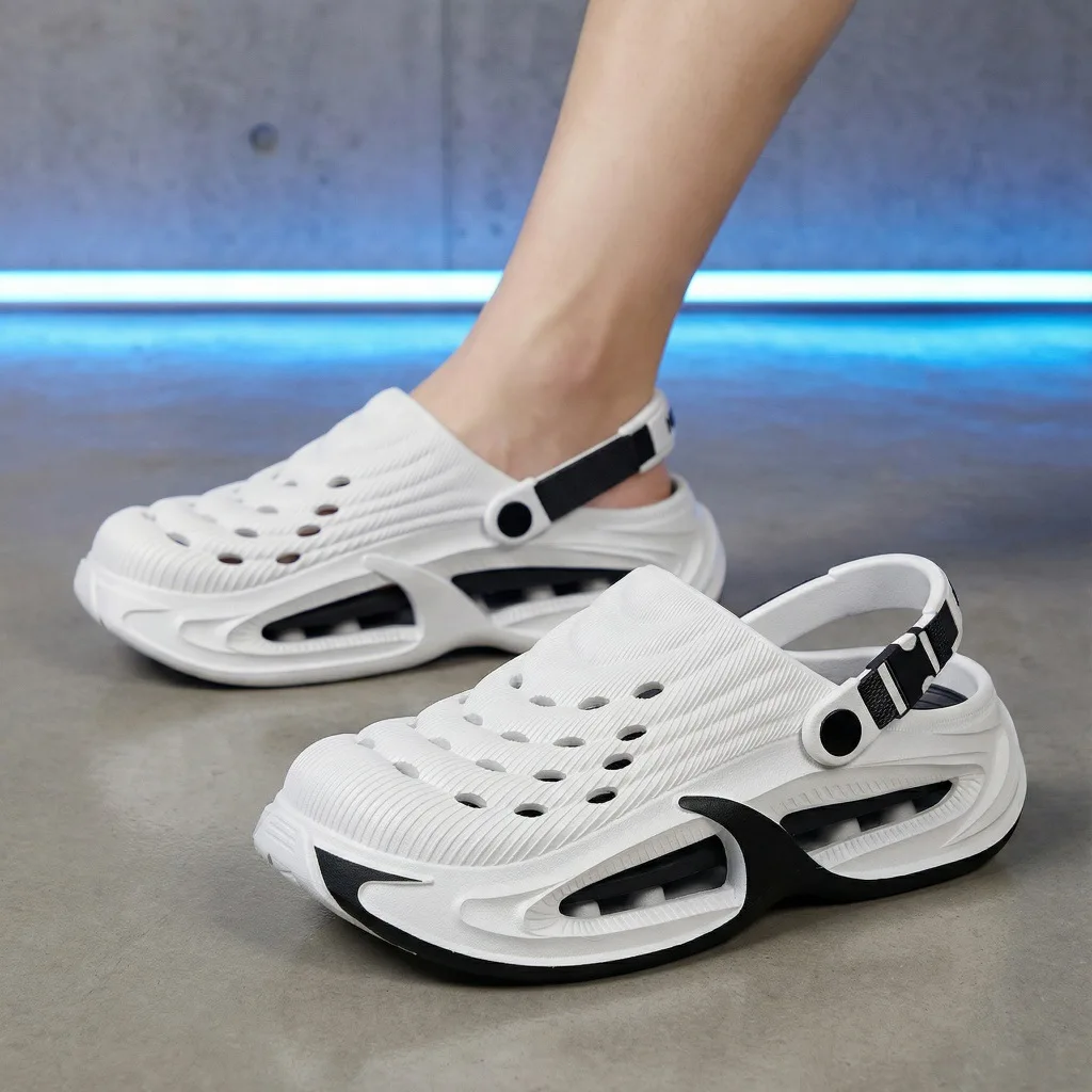 Neue Lochschuhe für Herren im Sommer, dicksohlig, rutschfest, atmungsaktive Fahrersandalen, langlebige und modische Strandschuhe. – Detail 20