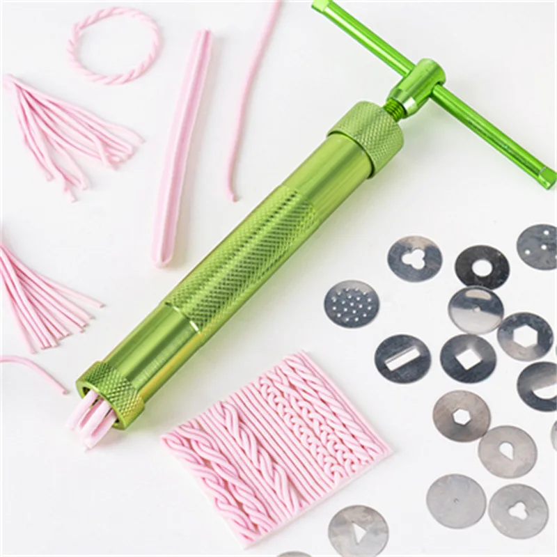 1 Set Rotary Mud Squeezer Pottery Art Making Clay Polymer Lace Shaped Mud Press Cake Sculpture Squeezing Doll Hair Styling Tool