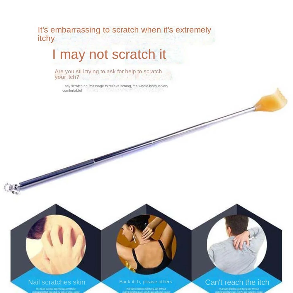 2 ชิ้น/เซ็ตสแตนเลสสตีล Scratchers ด้านหลังบรรเทาอาการคันยาว Itch Scratching Hangable สี่ส่วนขยาย