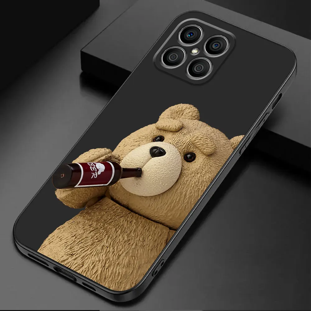 Cartoon Astronaut Bear Capa Shockproof Black Soft Case for Honor X8a X9a X6 90 Pro X6a X7 70 8X Magic5 Lite X8 Magic5 Cover