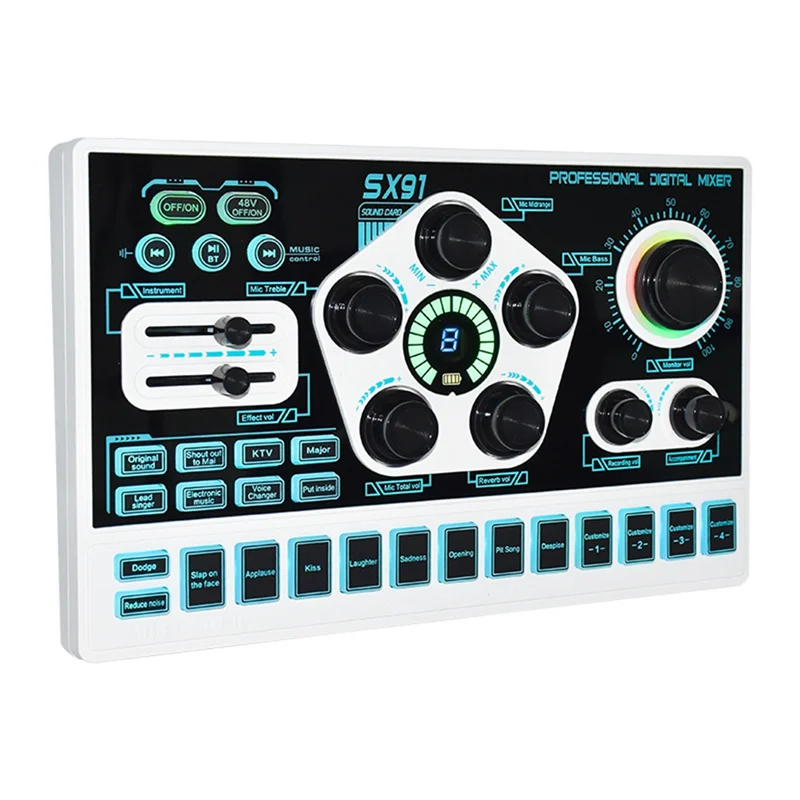 

SX91 Sound Card USB Sound Mixer Professional Audio Mixing Console Amplifier For Live Sing PC Computer Laptop Cellphone