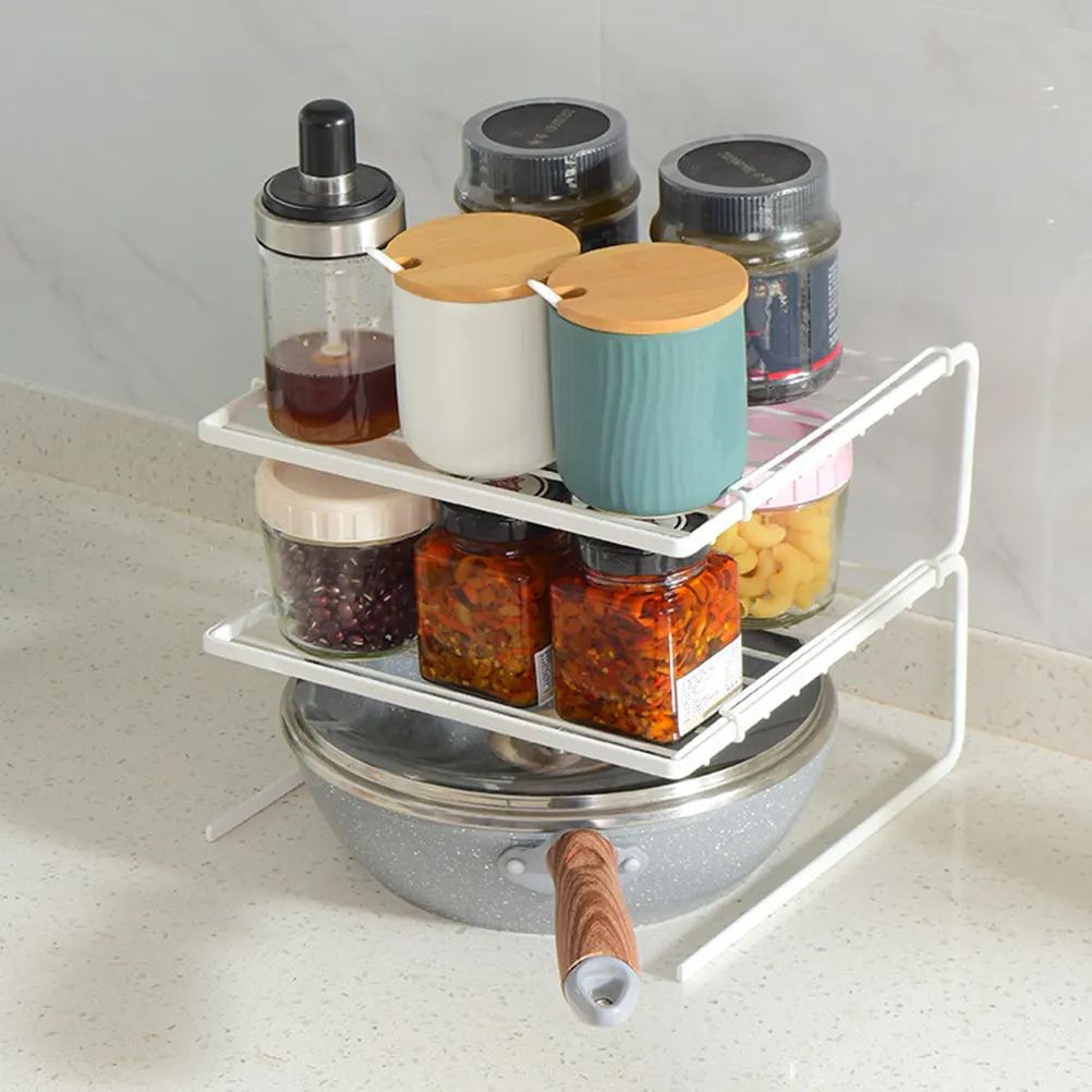 

2 Layer Modern Hollow Design Drain Rack for Kitchen Counter Dish Storage Bowl Rack Plate Display Stand Multi-Layer Utensil