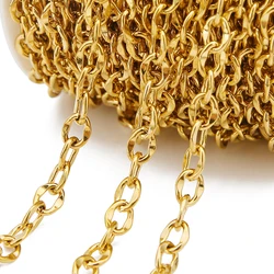 1 Meter No Fade Stainless Steel Gold Color 7mm Width Cable Chains Flat Lip Chain for Bracelet Necklace Jewelry Making Finding