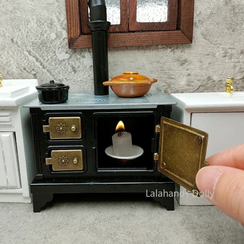 Dollhouse Miniature Kids Furniture Items Mini Alloy Hearth/Gas burner/Pan/Pot Set Kitchen Toys Kitchen Furniture Accessories