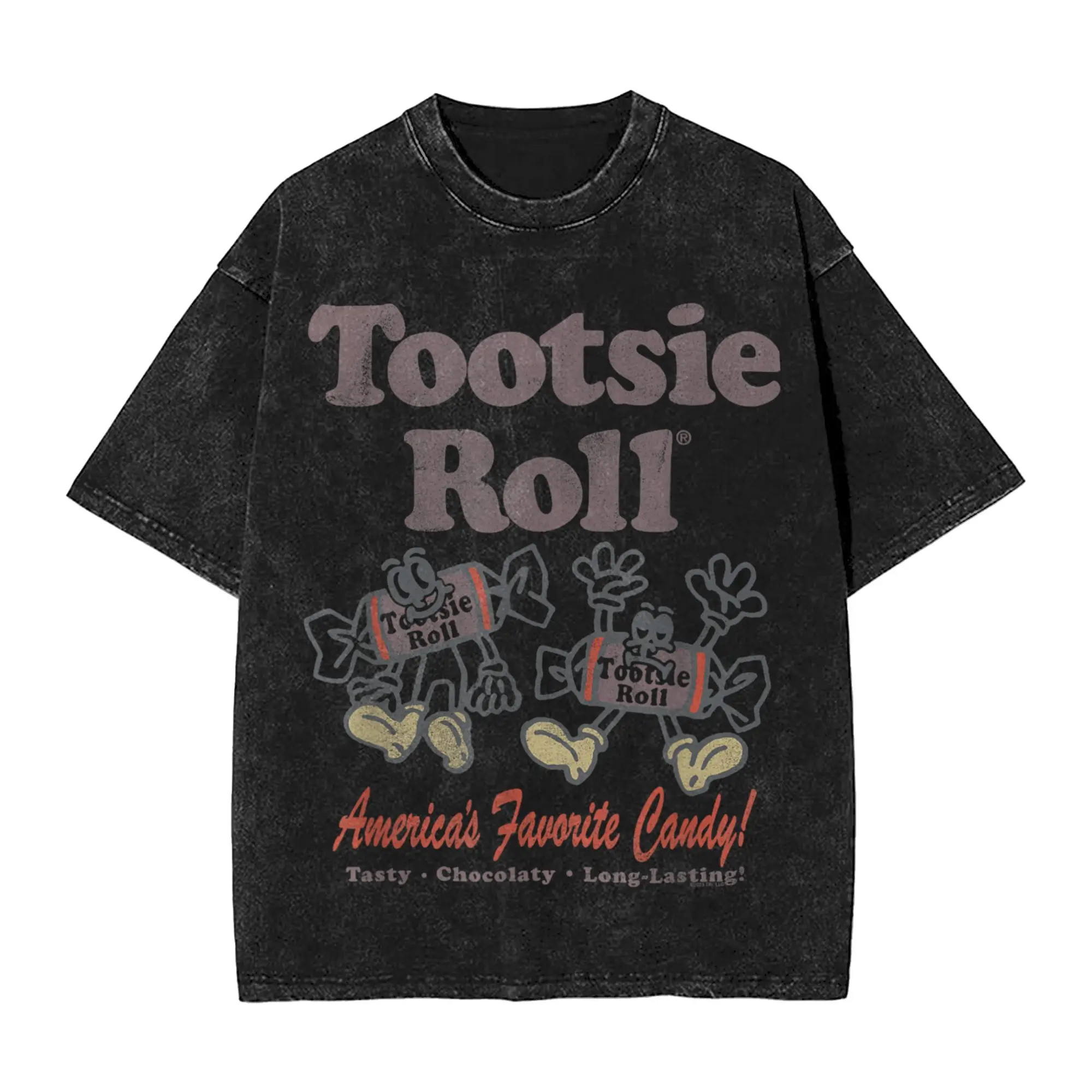 

Men's T-Shirt Tootsie Roll America's Favorite Illustration Candy Washed T Shirts Popular Summer Tee Shirt Clothes Gift