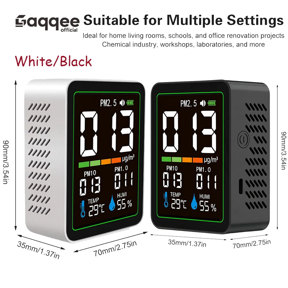 5-in-1 Air Quality Monitor Temperature And Humidity Monitor PM2.5 PM1.0 PM10 Infrared Dust Air Quality Monitor Type-C Interface