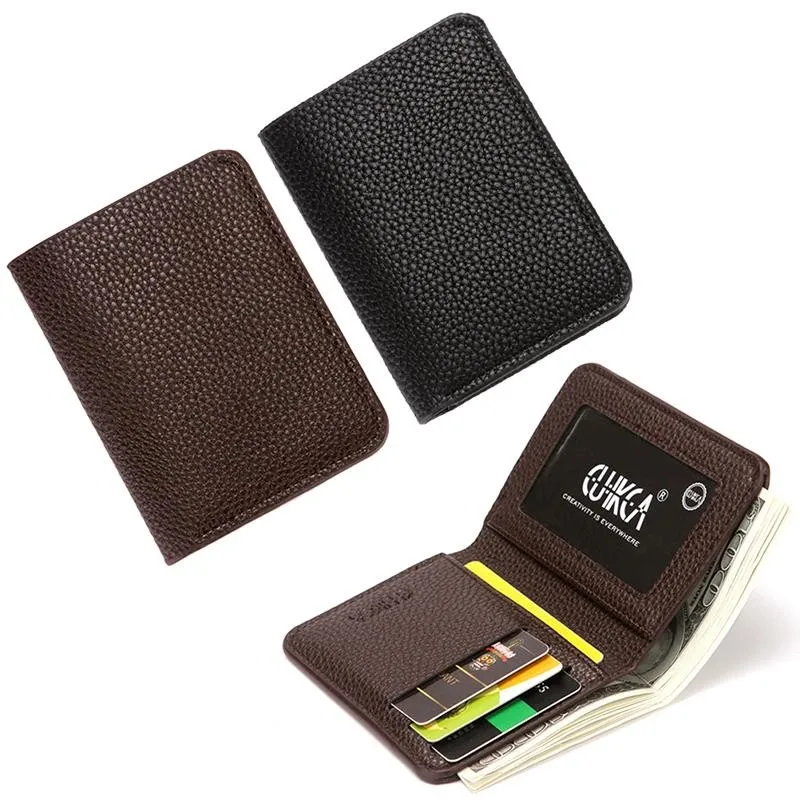 

2022 New Ultra-thin Soft Wallet Pu Leather Lychee Grain Mini Credit Card Wallet Men's Card Case Men's Short Bill Card Case