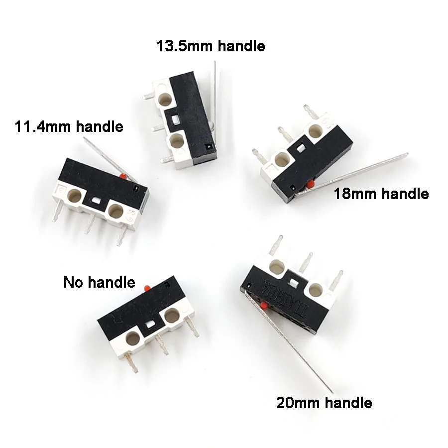 1A/125V Mouse DIY Repair Parts 3-pin Lever Tactile Button Tact Switch Handles of Various Lengths Are Available