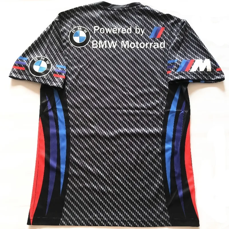 بدلة سباق رياضية كاجوال بأكمام قصيرة مطبوعة ثلاثية الأبعاد جديدة من BMW، بلوزة شبكية قابلة للتنفس سريعة الجفاف، عصرية #3