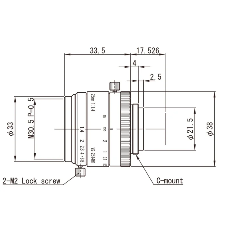 MAIYATANGVS Technology VS-2514H1 4~9MP 25mm 1'' C-Mount Corresponding To Million Of Pixels CCTV Lens