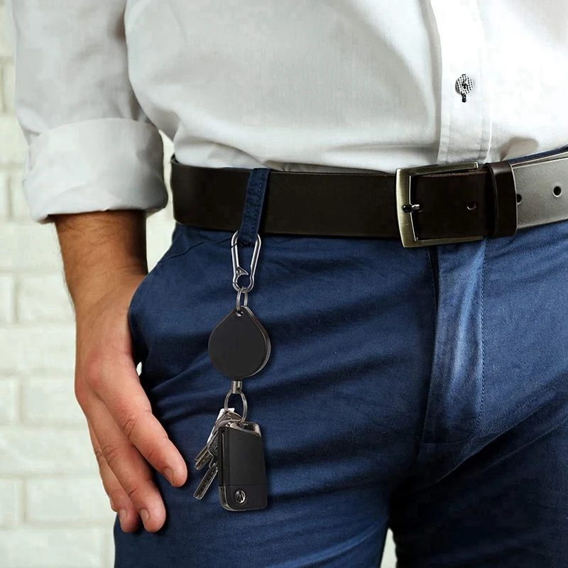 Pequenos pesados retrátil crachá titulares, ID Badge titulares, cinto clip, chaveiro para o cartão de nome chaveiro, 3 pcs