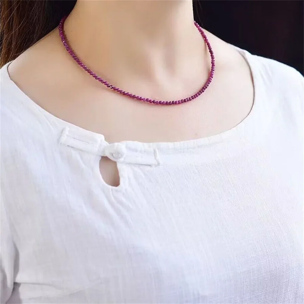 

Natural Crystal 3mm Faceted Strawberry Crystal Bead Clavicular Necklace Women in Choker Necklaces Noble Leisure Evening Jewelry