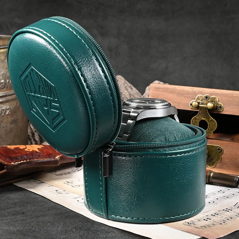 San Martin Leather Watch Box Anti Drop Travel Storage Box Fashion Luxury Green Blue Black Single Watch Gift Box with Pillow