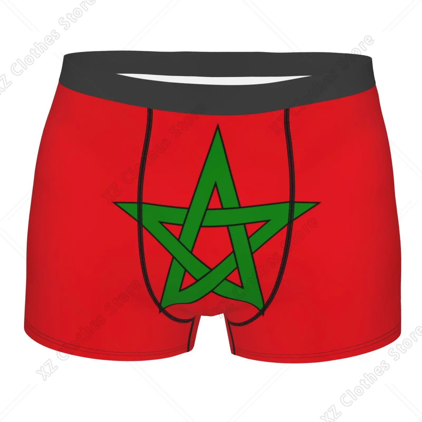 Moroccan Flag Pattern Men Printed Boxer Briefs Underwear Highly Breathable Boxer Shorts Panties Breathable Underpants for Homme