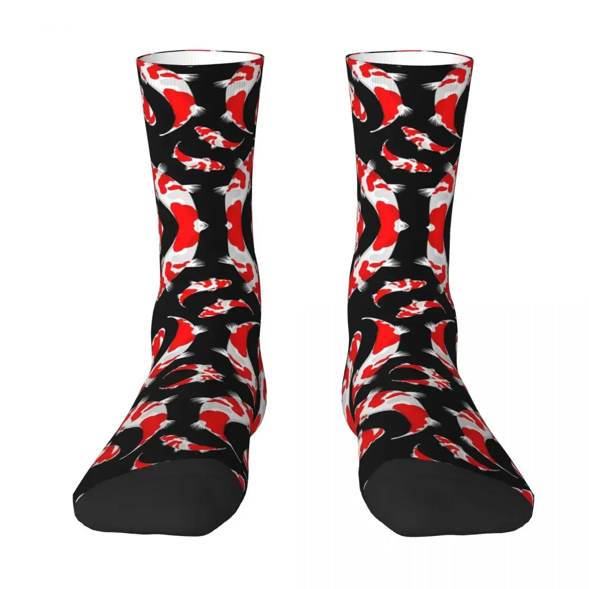 Red And White Koi Fish Pattern Socks Harajuku High Quality Stockings All Season Long Socks Accessories for Man's Woman's Gifts