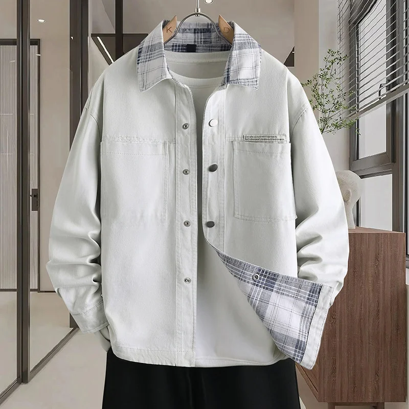 

Мужская повседневная джинсовая куртка в американском стиле, весенняя модная куртка с цветочным принтом, стильная универсальная мужская куртка, верхняя одежда из хлопка и полиэстера