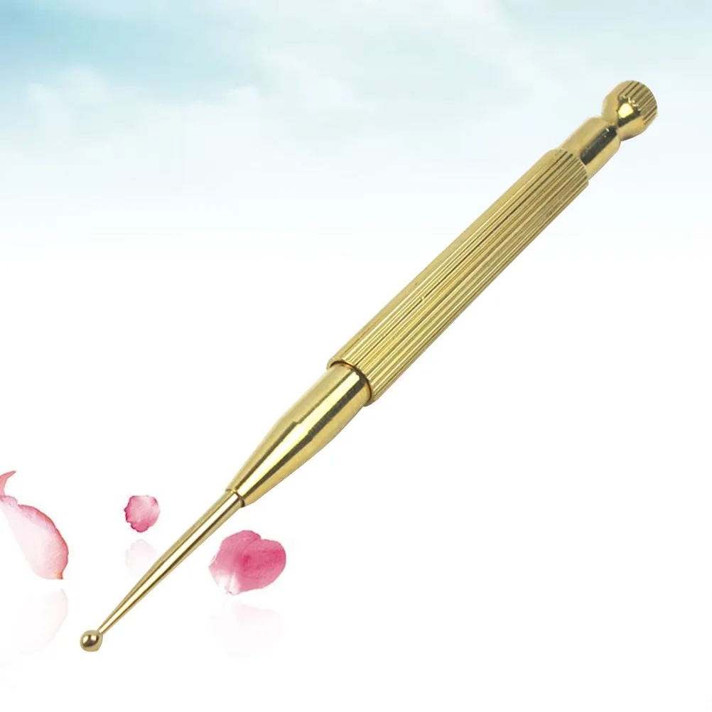 

2Pcs Brass Auricular Point Probe Ear Point Probe with Round Tip Anti Slip Grip Long Handle for Home Hospital Fitness Use