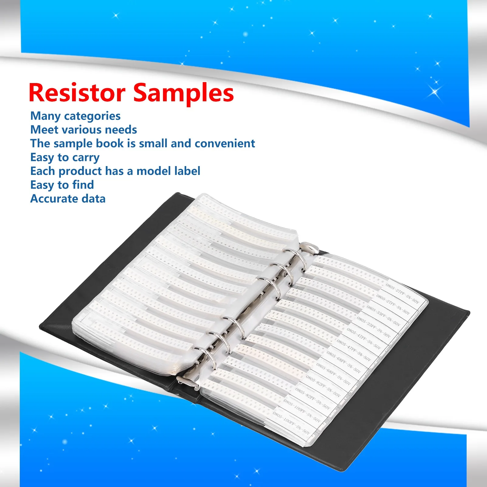 

Capacitance Sample Book Portable Ceramic Assortment Kit for Breadboards 92 Kinds 0805
