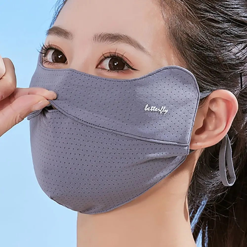 Maschera per la protezione solare con copertura sottile traspirante Canthus Care Tulip Bear maschera per il viso estiva protezione solare maschera di protezione UV in seta di ghiaccio donna