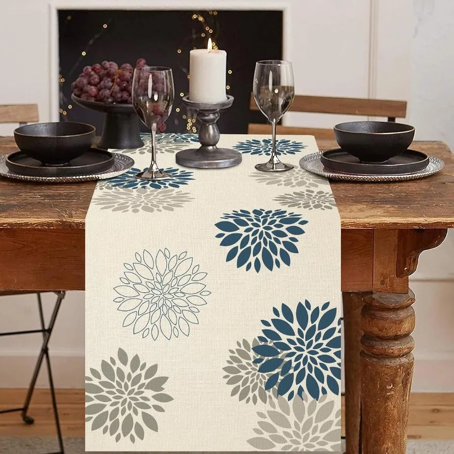 أزرق رمادي الجدول عداء داليا بينتا زهرة الجدول العدائين الحديثة الأنيقة أضاليا مزرعة هندسية الجدول مركز ديكور للمنزل #4