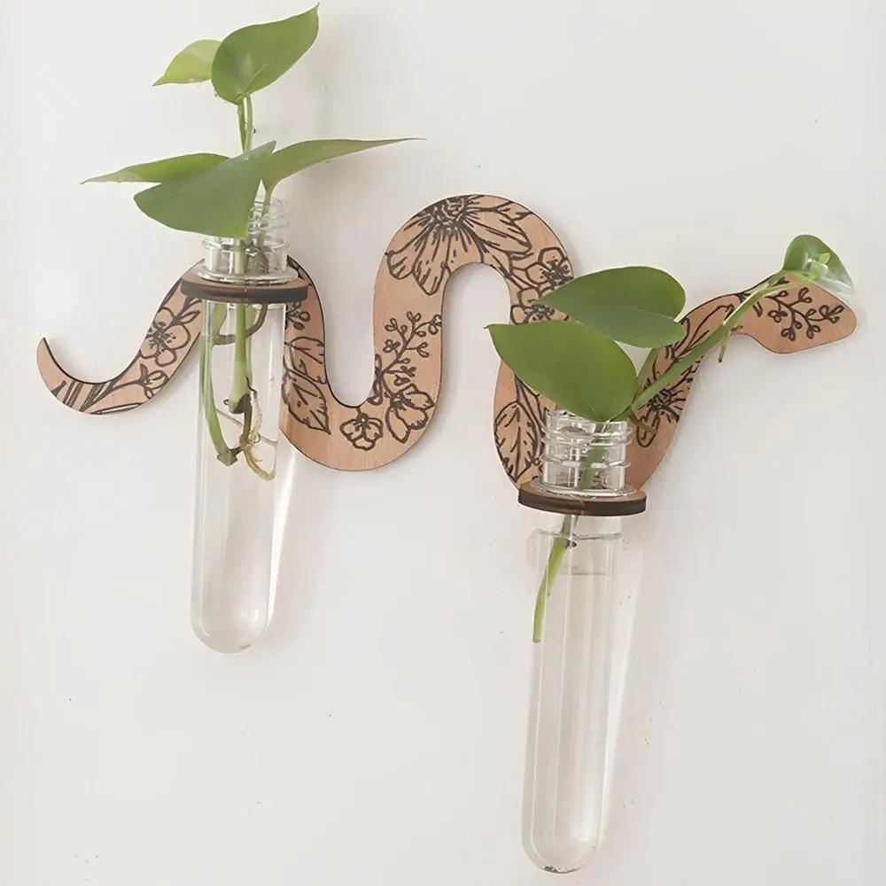 Unique With Pipes Snake Wall Planters Wall-Mounted Uniqe Wooden Plant Pot Wooden Craft Wall Hanging Holder Balcony