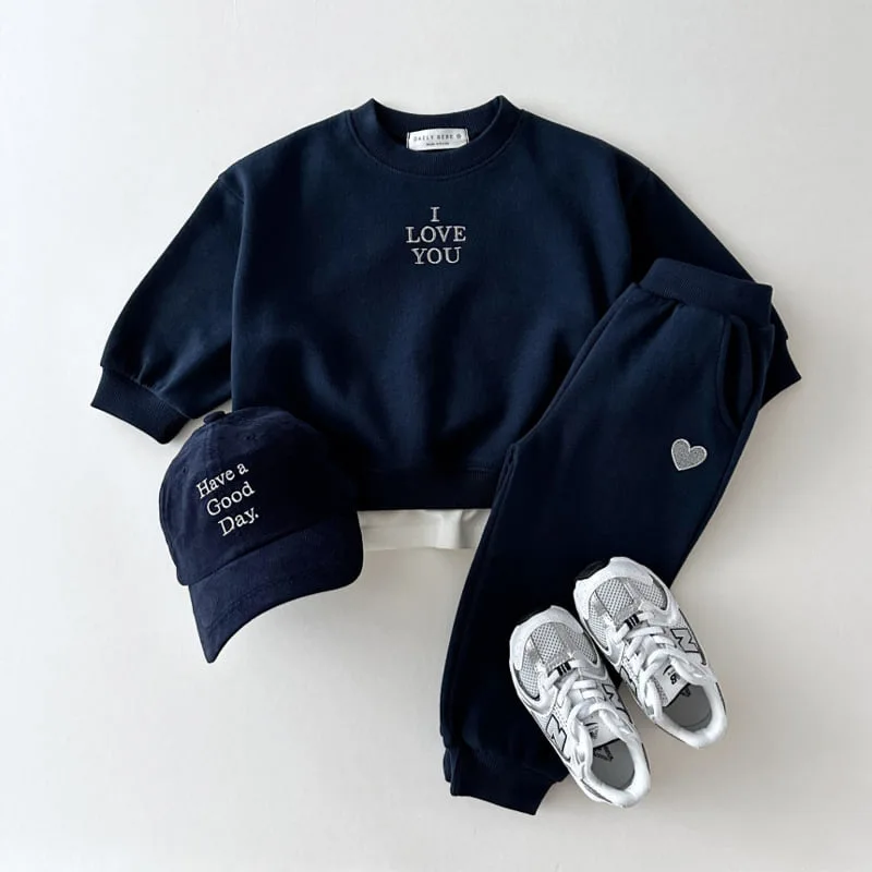 2024 Autumn New Children Long Sleeve Sports Set Boys Girls Letter Embroidery Sweatshirt + Pants 2pcs Suit Kids Casual Outfits