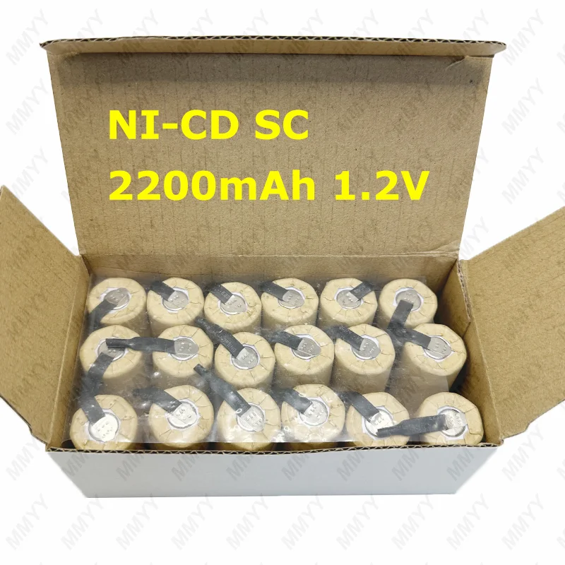 2-18pcs Screwdriver Drill SC Battery 1.2V 2200mah SubC Nickel Cadmium Rechargeable Battery with Label Power Tools Nickel Battery
